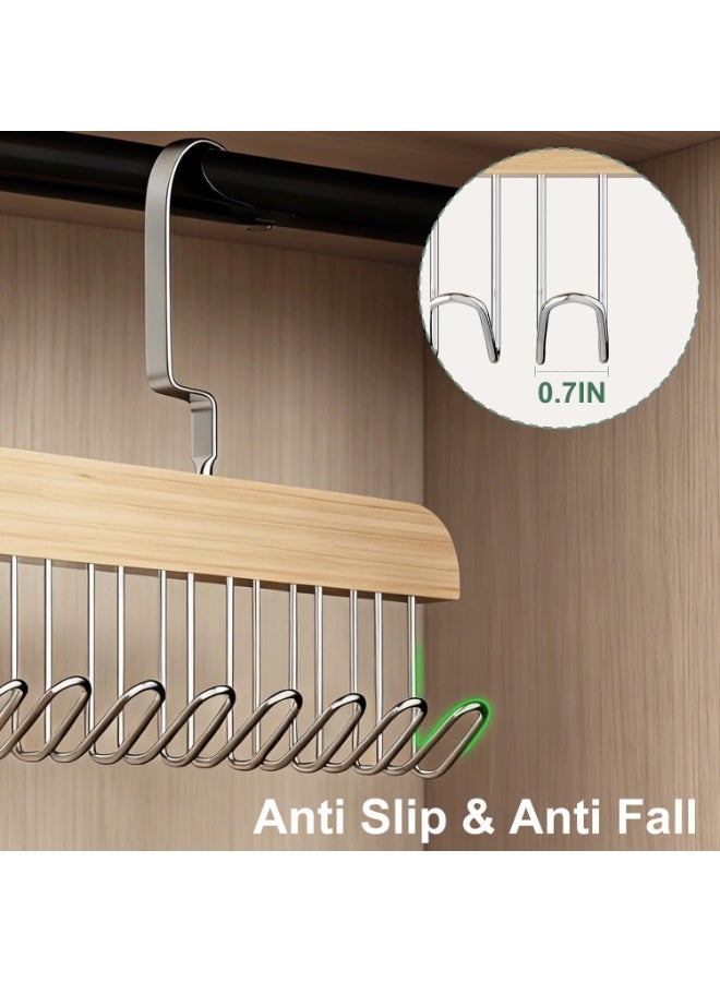 8 Hooks Space Saving Tie Rack 2 Pack, Premium Wood & Steel Non-Slip Storage Hanger, Adjustable Closet Organizer for Belt, Scarf, Bra, Tie, Swimsuit, Jewelry | Durable Wardrobe Hanging Solution - Image 4